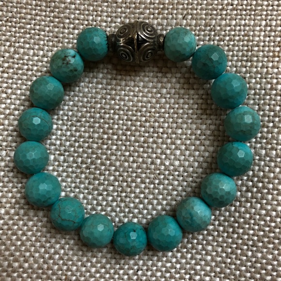 Sisco Bracelet Turquoise Stretch Silver Stackable - Picture 3 of 3